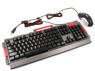 Комплект проводная клавиатура игровая LED и мышь HLV K33 6946