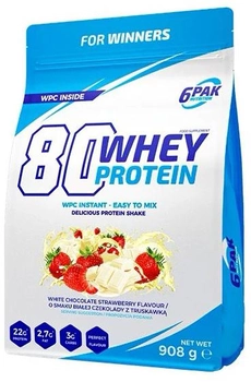 Białko 6PAK 80 Whey Protein 908 g White Chocolate Strawberry (5902811811323)
