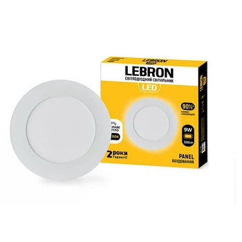 Врізний світлодіодний світильник 9W Lebron з металевим корпусом 4100 K білий IP20 L-PR-941
