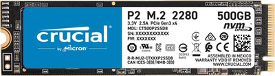 Твердотельный накопитель SSD M.2 Crucial 500GB NVMe PCIe 3.0 x4 P2 2280 (CT500P2SSD8)