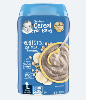 Gerber, вівсяна каша з пробіотиком, зі смаком банана, 227 г
