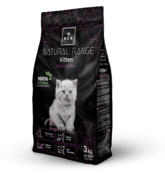 Сухий корм для кошенят REX Natural Range Kitten Chicken & Rice зі свіжою куркою та рисом , 3 кг