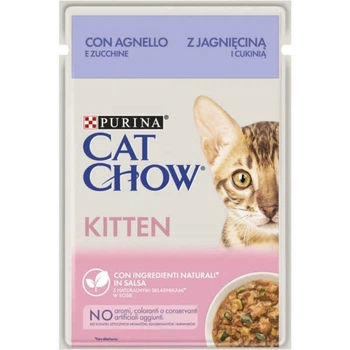 Вологий корм Cat Chow консерви для кошенят ягня та цукіні в желе 85г