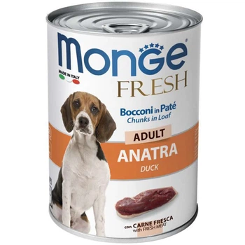 Влажный корм для собак Monge Dog Wet FRESH Паштет с мясными кусочками утка 400 г (70014564)