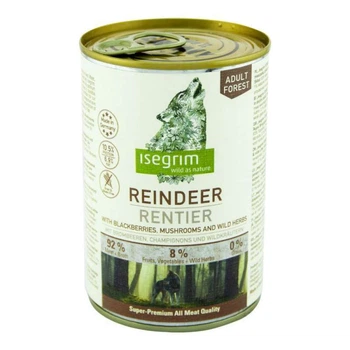 Консервы для собак Isegrim Reindeer с мясом северного оленя, черникой, грибами и травами для собак, 800 г