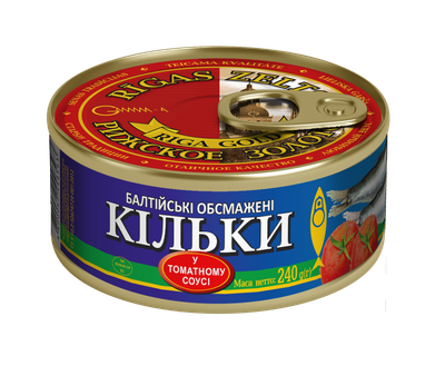 Кільки балтійські обсмажені в томатному соусі Ризьке золото 240 г