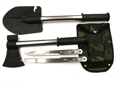 Лопата Штыковая - саперная 5 в 1 T40-1 (Топор+Нож+Ножовка+Саперка+Чехол) L=35cm(рукоятки)