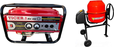 Генератор бензиновий TICER EC3500AS + Бетонозмішувач Forte EW2125P 125 л (37431)