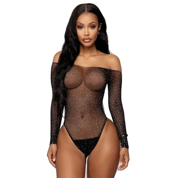 Сексуальний жіночий Боді зі стразами Sexy One Size чорний