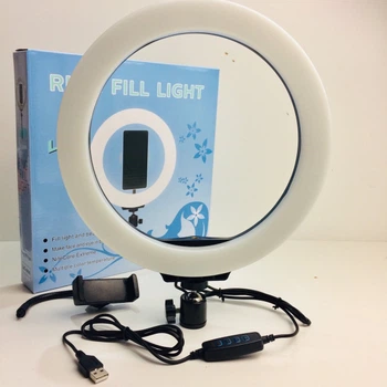 Лампа светодиодная с гибким держателем для телефона Selfie Ring Light Бело-черный (zag0284)