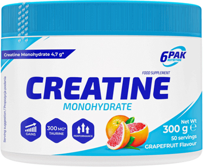 6PAK Creatine Monohydrate 300 g Jar Grapefruit (5902811814553)