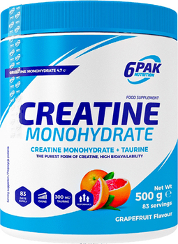 6PAK Creatine Monohydrate 500 g Jar Grapefruit (5902811810708)