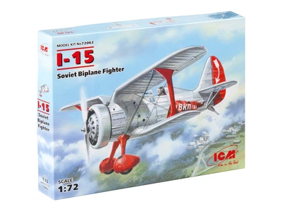 Сборная модель ICM И-15, советский истребитель-биплан 72062