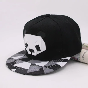 Кепка Снепбек логотип Панда (Panda) с прямым козырьком Черный, Унисекс WUKE One size