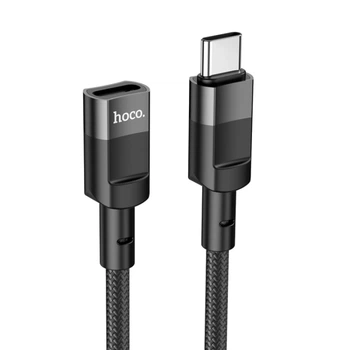 USB кабель удлинитель Type-C на Type-C HOCO charging data sync cable (1.2M, 480Mbps, OTG, USB2.0, 3A). Black