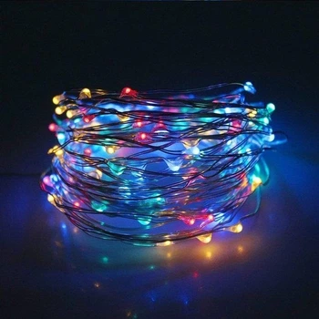 Светодиодная гирлянда-нить "Капля росы" 5м 50 LED разноцветный от батареек АА