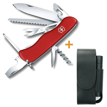 Комплект Нож Victorinox Outrider 0.8513 + Кожаный чехол + Фонарь