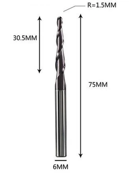 Фреза конусная для ЧПУ R1,5-D6-L75-l30,5