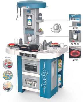 Интерактивная кухня Smoby Toys Тек Эдишн со звуковыми эффектами и аксессуарами Голубая (311049)