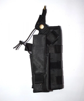Кобура для пистолета универсальная с подсумком для магазина, с платформой на бедро, система Molle, Черная (комплект)
