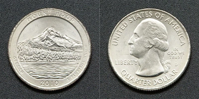 Монета 25 центов "'Маунт-Худ" США 2010