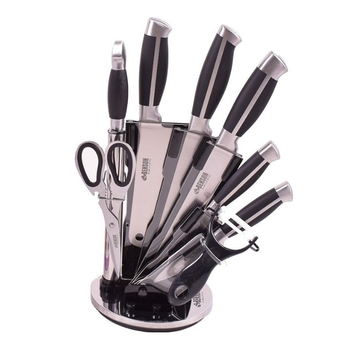 Набор кухонных ножей Веnsоn ВN-401 с нержавеющей стали для кухни на подставке 9 предметов
