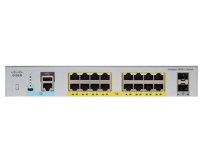 WS-C2960L-16PS-LL - 16 port GigE з PoE, 2 x 1G SFP, LAN Lite, Fanless, Cisco Catalyst 2960L Комутатор Refurbished