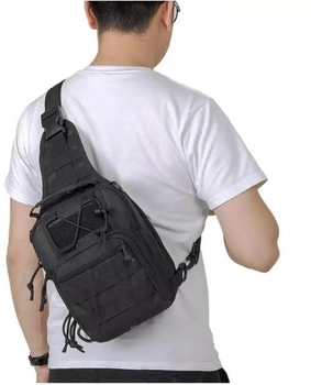 Тактическая нагрудная сумка однолямочная через плече Чёрный