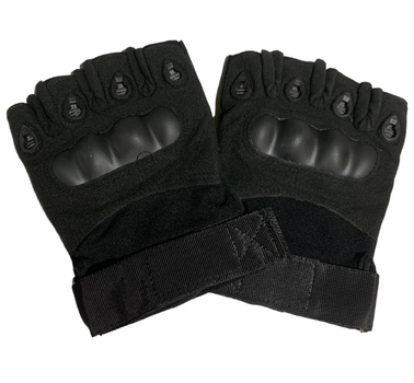 Тактические перчатки с открытыми пальцами. черные раз. XL