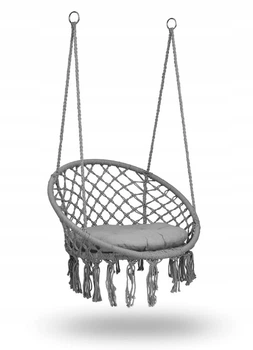 Підвісне крісло гойдалка з подушкою сіре BOHO 290010