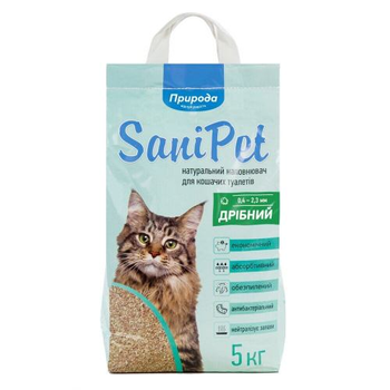 Наполнитель гигиенический бентонитовый мелкий Природа Sani Pet для котов 5 кг
