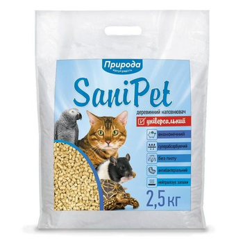 Наполнитель гигиенический древесный Природа Sani Pet Универсальный для котов 2,5 кг