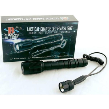 Ліхтар Bailong світлодіодний акумуляторний підствольний з тактичним зумом для полювання з виносною кнопкою під рушницю Чорний (Police-Q2804-T6) TRG-8370