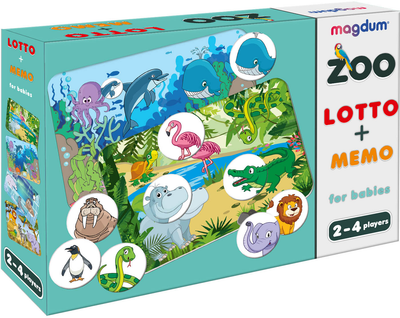 Игра настольная Magdum развивающая "Лото + мемо Зоопарк" (ME5032-21 EN)