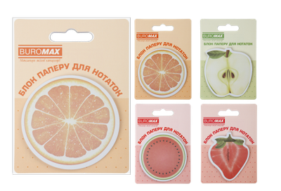 Папір для нотаток FRUITS з клейким шаром 70х70 мм 30 аркушів (BM.2381-75)