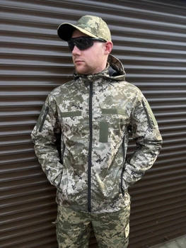 Тактическая куртка летняя soft shell пиксель Premium, Куртка пиксель, Куртка софтшелл ВСУ пиксель 56р.