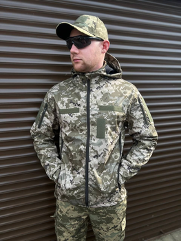 Тактическая куртка летняя soft shell пиксель Premium, Куртка пиксель, Куртка софтшелл ВСУ пиксель 52р.