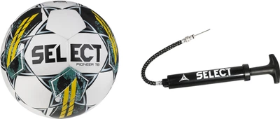 Набор мяч футбольный Select Pioneer TB (FIFA Basic) v23 219 Бело-желтый №5 + насос для мячей Select 15 см (010) Черный (5703543317219-5703543204144)