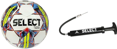 Набор мяч футзальный Select Futsal Mimas v22 №4 Бело-желтый + насос для мячей Select 15 см (010) Черный (5703543298365-5703543204144)