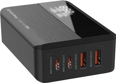 Сетевое зарядное устройство ColorWay Power Delivery GaN 2USB-A + 2USB TYPE-C (100W) Черное (CW-CHS041PD-BK)