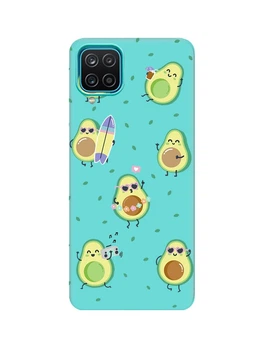Матовый бирюзовый чехол для Samsung Galaxy A12 :: Авокадо на отдыхе (принт 302)