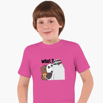 Дитяча футболка для хлопчиків Вся правда про ведмедів (We Bare Bears) (25186-2902-71) 158-164 см Бавовна Темно-рожева