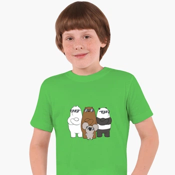 Дитяча футболка для хлопчиків Вся правда про ведмедів (We Bare Bears) (25186-2892-72) 88-104 см Бавовна Темно-зелена