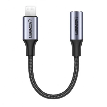 Переходник Lightning to 3.5 mm UGREEN 30756 Model US211 10cm Headphone Jack Adapter Серый