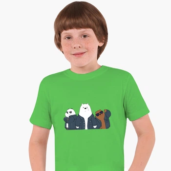 Дитяча футболка для хлопчиків Вся правда про ведмедів (We Bare Bears) (25186-2895-75) 134-140 см Бавовна Темно-зелена