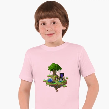 Дитяча футболка для хлопчиків Майнкрафт (Minecraft) (25186-1177-30) 158-164 см Бавовна Рожева