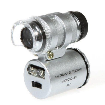 Карманный микроскоп с подсветкой 60X лупа 3xAG10 Silver (313121)