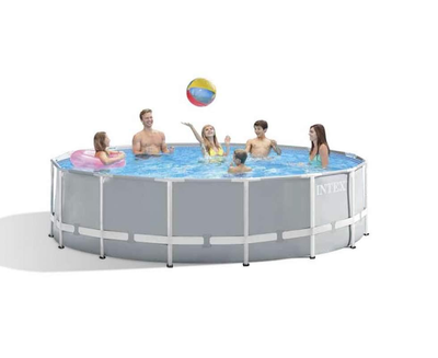 Каркасный бассейн Intex Prism Frame Pool 305 x 76 см, объем 4 485 л от 6-ти лет Серый