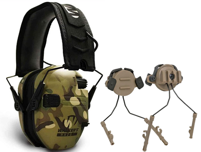 Комплект Активные наушники Walker's Razor Slim Multicam + крепления на шлем Койот