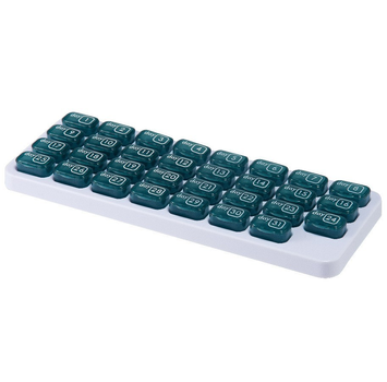 Таблетница органайзер для таблеток на 1 месяц 31 ячейка зеленая